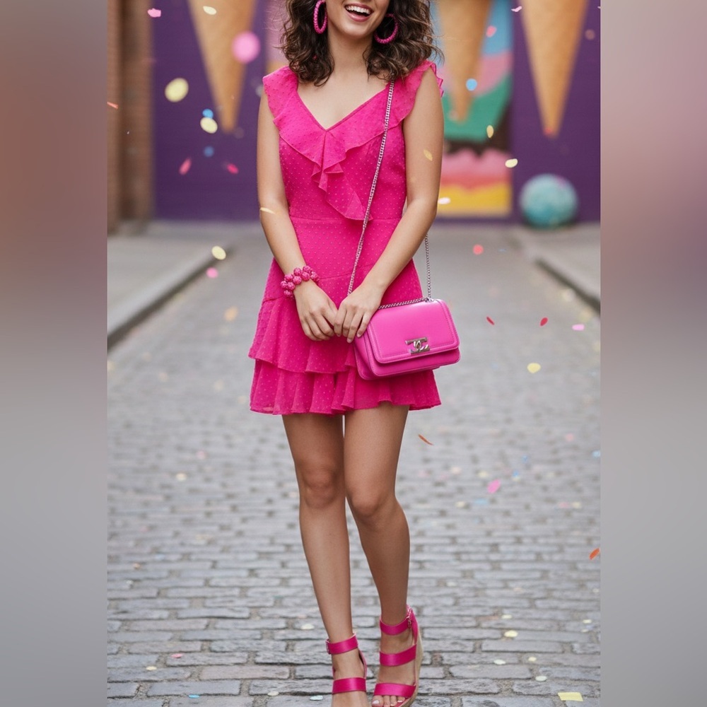 LAST CHANCE - Japna Pink Dotted Ruffle Romper